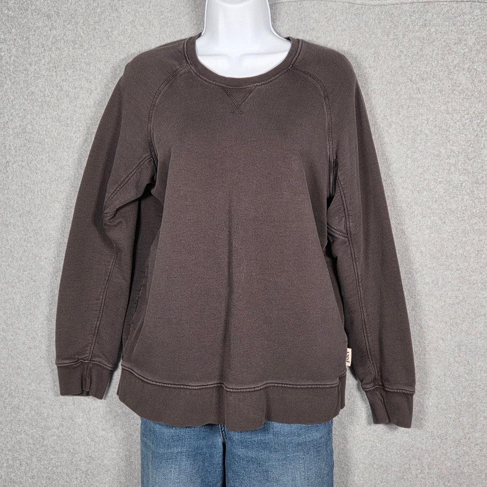 Pact Womens Large Sweatshirt Brown Raglan Organic Cotton Crewneck Pullover - Picture 2 of 8